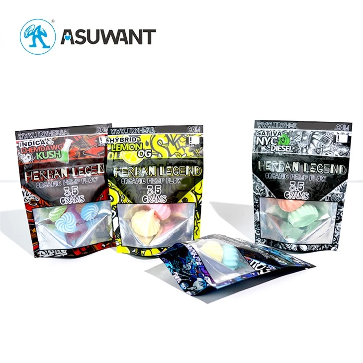 Front Transparent Clear Back Aluminum Foil Small Cannabis Mylar Ziplock Bag