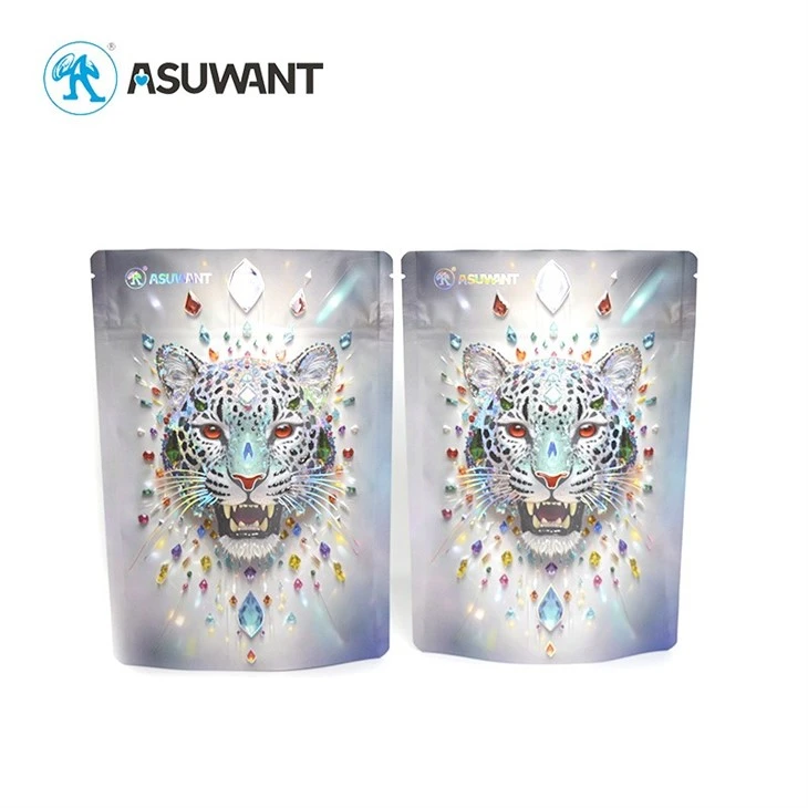 Custom Digital Printed BRC Hot Stamping Holographic Spot UV Embossed Food Grade Low MOQ Stand Up Plastic Bags high quality