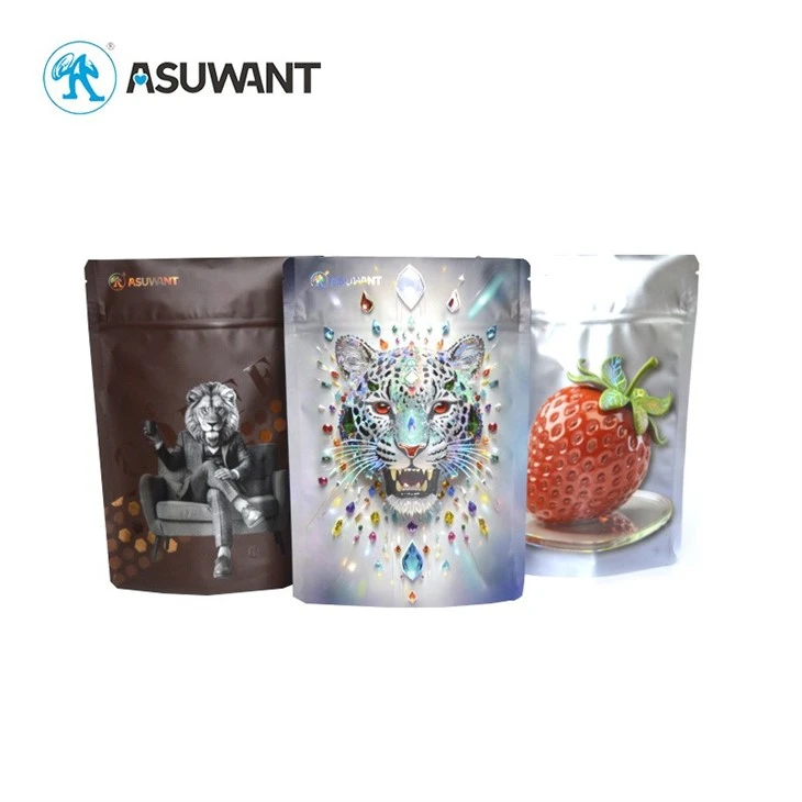 Tilpasset digitalt trykt BRC Hot Stamping Holografisk Spot UV-preget Food Grade Low MOQ Stand Up Plastposer