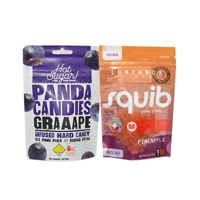3,5g 7g 12g plast barnesikker gummy godteri spiselig mylar ziplock stand up pouch emballasjeposer